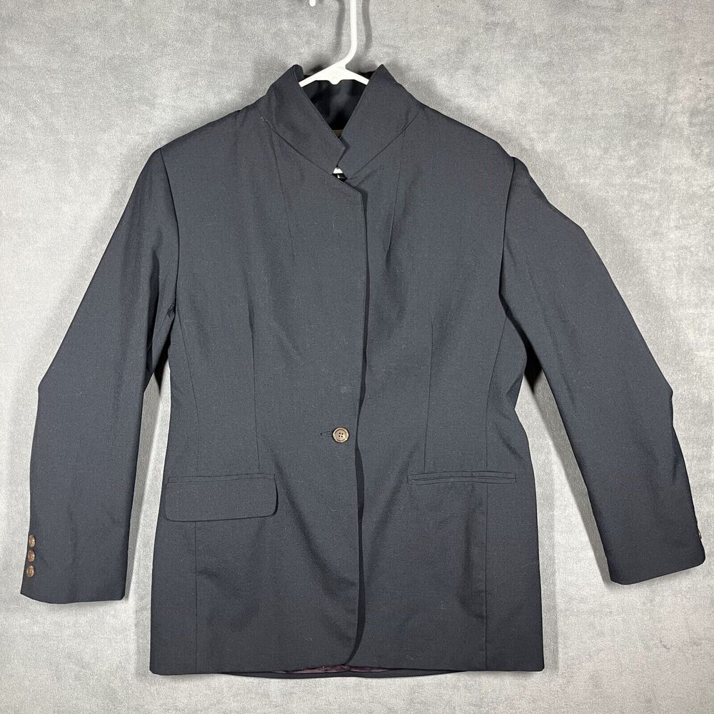 TravelSmith Blazer Jacket Women's 12 Black Lined Single-Breasted Button Front